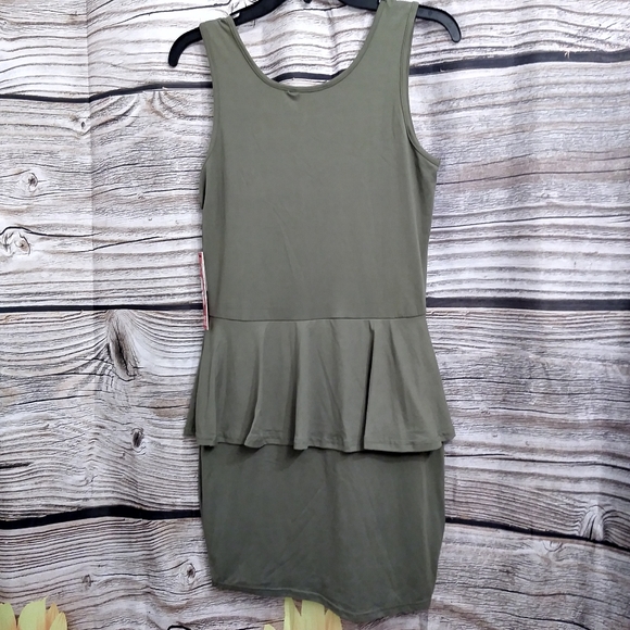 Olive Green Sleeveless Bodycon Dress Ruffl… - Picture 9 of 10